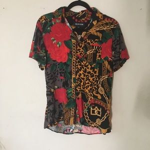 Reason chain & leopard printed button up
